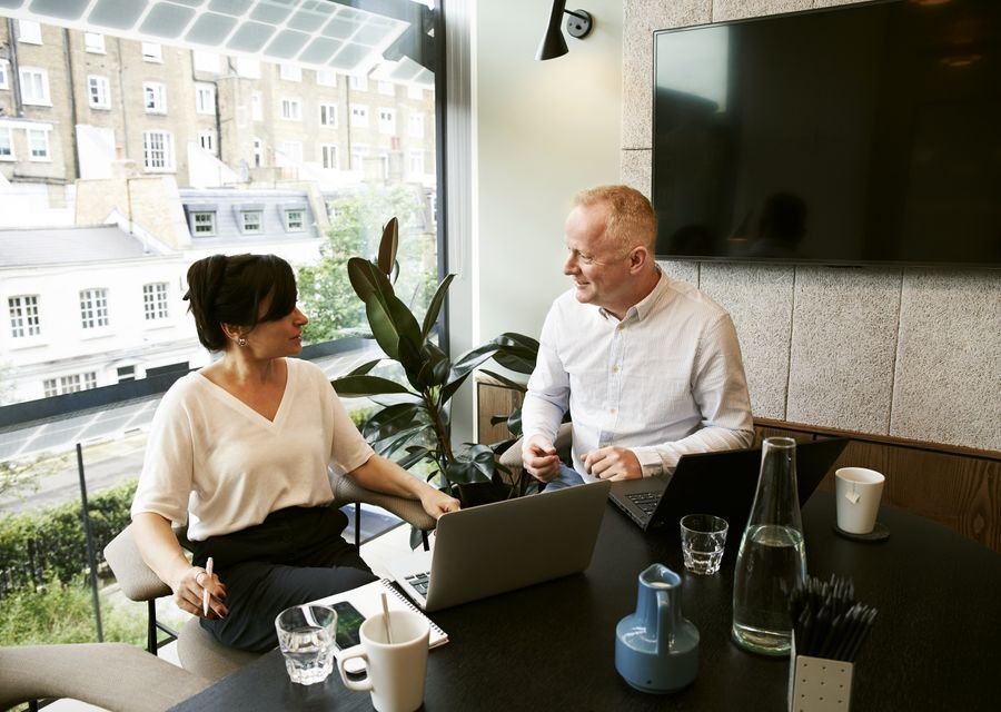 Two people in conversation