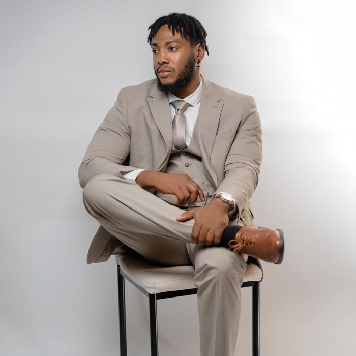 A customer photograph of Wren unstructured blazer