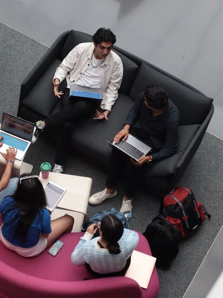 Learners working together in the campus reading studio